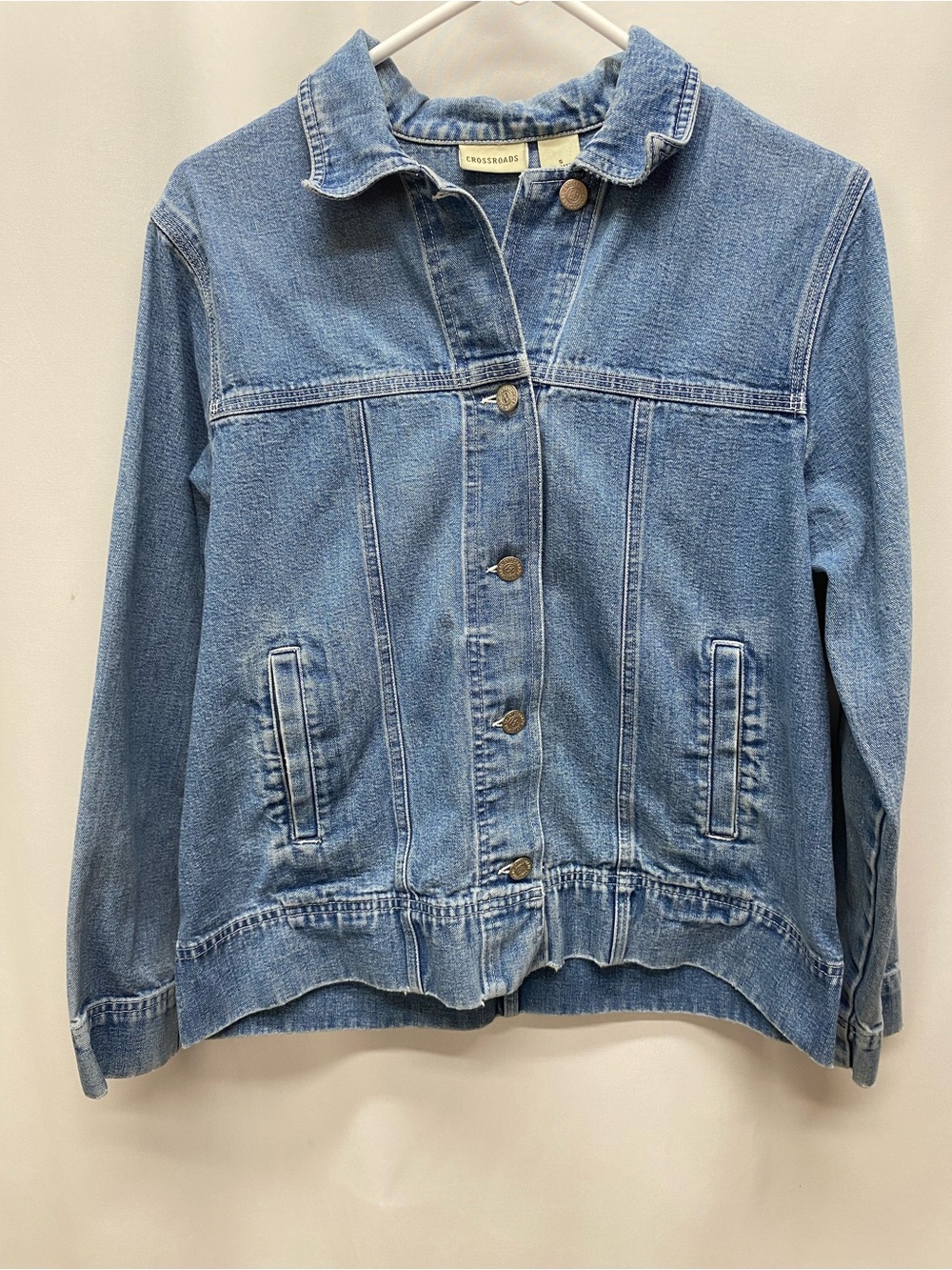 Vintage jean jacket womens small button boho western country classic trucker
